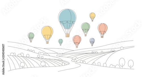 Billede på lærred Colorful Hot Air Balloons Floating.
