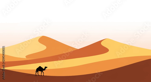 Konstfotografi A camel walking on sandy dunes.