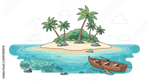 Foto Small wooden boat on the water.