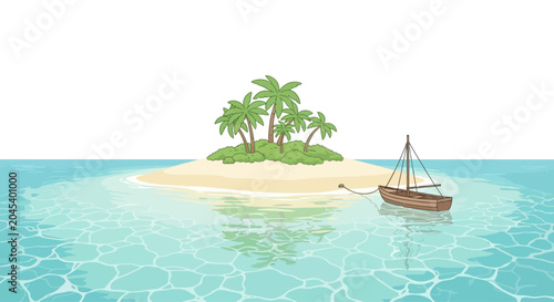 Quadro su tela Brown wooden sailboat on ocean.