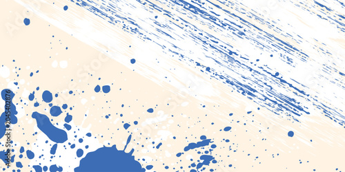 Grainy blue spiral brush stroke with spray texture. Hand drawn distress abstract simple art design