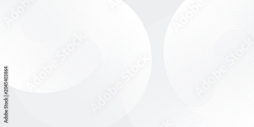 Simple white glowing geometric lines on gray background. Modern shiny blue circle abstract modern simple art