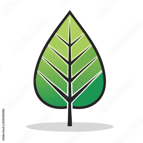 Green leaf icon with black outline and gradient
