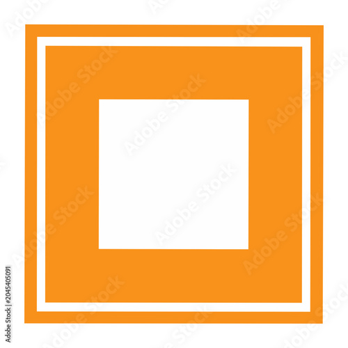 Orange and white geometric square frame icon