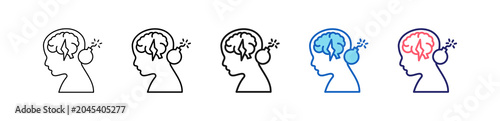Fotografía Mental Breakdown Icon In 5 Different Styles Set Collection.