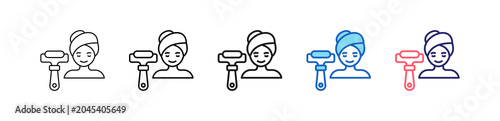 Foto Face Roller Icon In 5 Different Styles Set Collection.