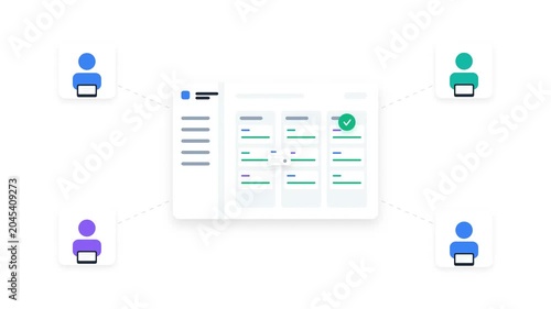 4K Flat Office Team Collaboration Workflow Animation Seamless Loop – Business Productivity Concept
