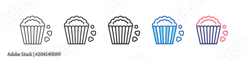 Fotografija Popcorn Icon In 5 Different Styles Set Collection.