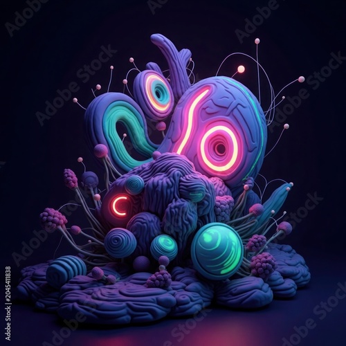 Bioluminescent alien flora with glowing neon accents neon glow abstract