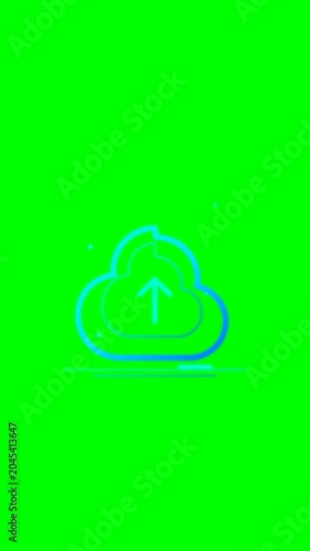 Cloud Computing Icon with Upward Arrow on Green Background