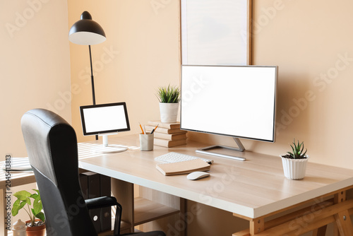 Modern workplace with blank...