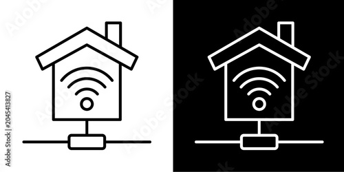 Bild auf Leinwand Smart Home Wifi  Icon Set White Line Style Collection