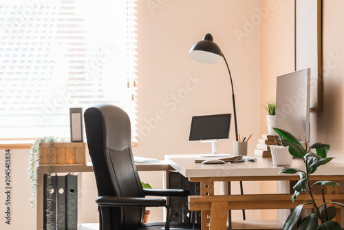 Modern workplace with compu...
