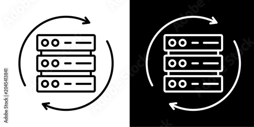 Foto Server Replication  Icon Set White Line Style Collection