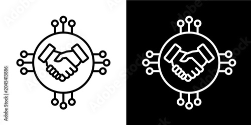 Digital Partnership  Icon Set White Line Style Collection