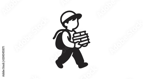 Fotografía Boy carrying books to school.