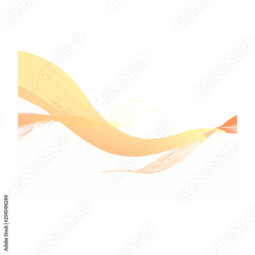 Abstract orange and yellow wave with brush stroke texture
