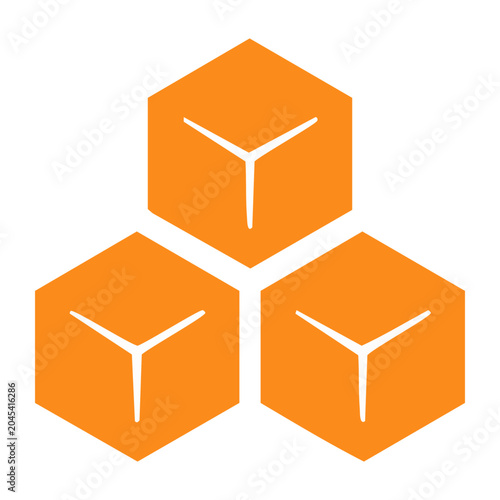 Abstract orange geometric cubes on white background