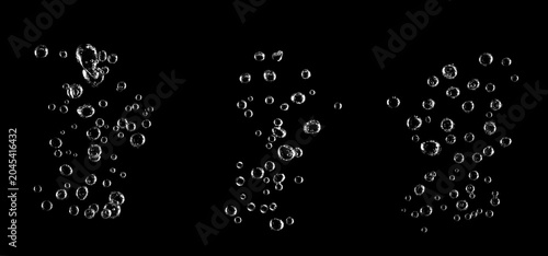 Foto Air bubbles isolated on black background with underwater oxygen effect