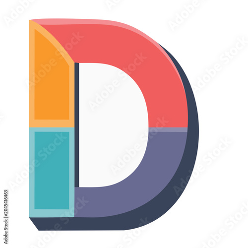 Flat design letter D icon with colorful segments