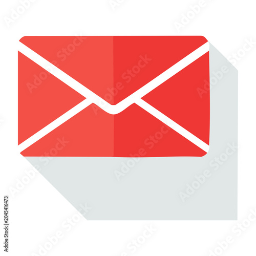 Flat design red envelope with white stripe and shadow