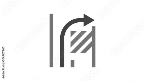 Foto Road construction barrier icon with detour arrow, representing detour or lane closure