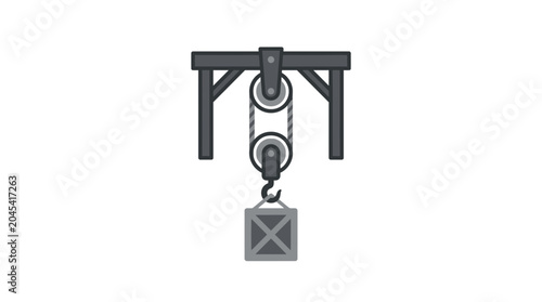 Foto Pulley System Lifting Crate, Industrial Machinery, Engineering, Heavy Load, Cons