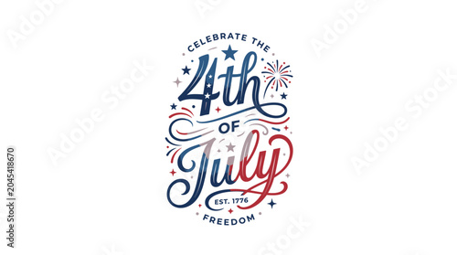 Ornate Vintage Celebrate 4th of July Fireworks Graphic