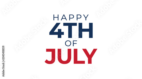 Modern Happy 4th of July typographic logo.