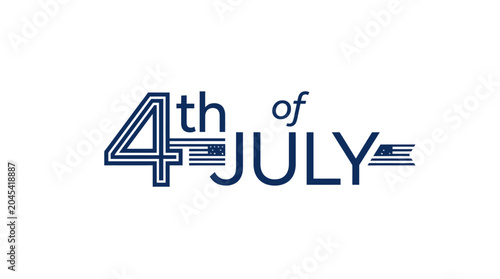Modern linear 4th of July text with flag stripes