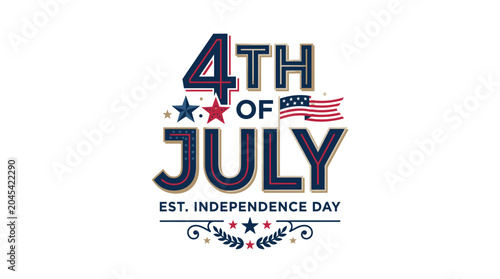 Established Independence Day 4th of July Logo with Wreath.
