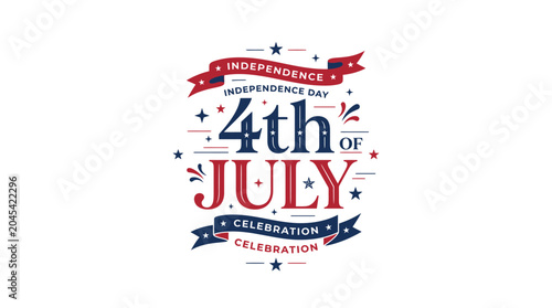 Festive 4th of July badge with celebration ribbons.