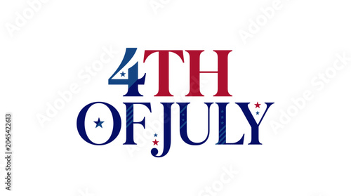 Elegant 4th of July text logo with star icon.