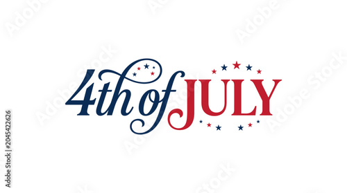 Elegant 4th of July script with star accents.