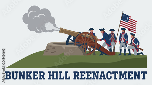 Fotografía Revolutionary War Cannon Firing Bunker Hill Reenactment