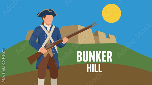 Quadro su tela Musket Rifle Colonial Soldier Bunker Hill Historical