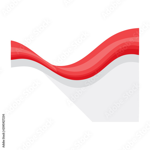 Abstract red and white wave graphic
