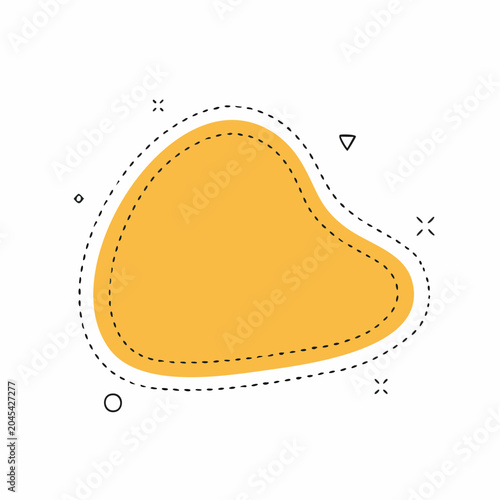 Abstract Yellow Blob with Dashed Border and Geometric Shapes