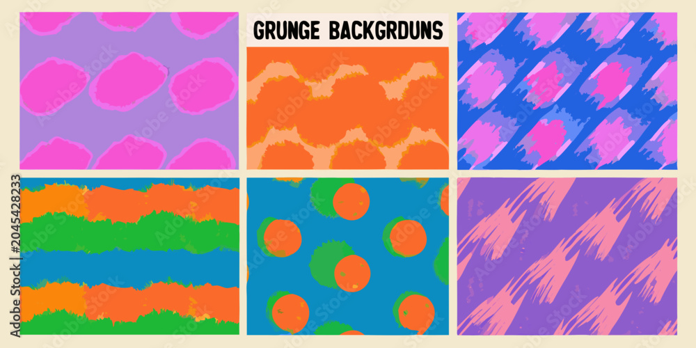 Obraz premium Grunge background panels colorful vector patterns with textured brushstrokes