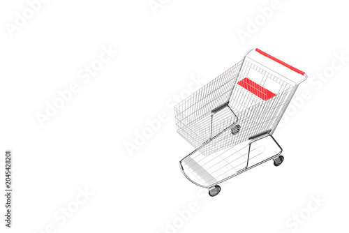 Shopping Cart With Red Accents On Transparent Background Retail, E-Commerce And Consumer Concept