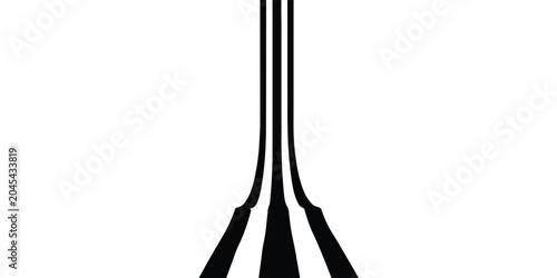 Quadro em tela Black Ink Drips Converging Into Three Elongated Lines.