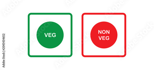 Canvastavla Veg Non-veg icons, Colourful veg and non-veg symbol on white background