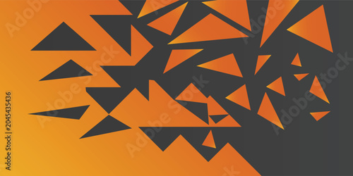 Obraz na plátně Abstract Black Triangular Shards Composition On Orange.