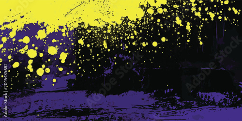 Fényképezés Yellow and Purple Paint Splash Abstract Composition.