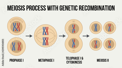 Tableau sur toile Meiosis Process Showing Genetic Recombination
