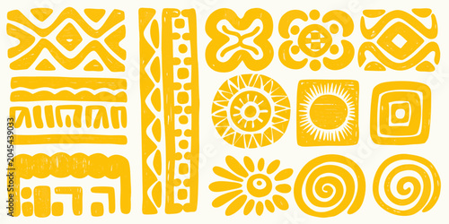 Obraz na płótnie Stylized Orange Symbols Collection Vector Illustration abstract