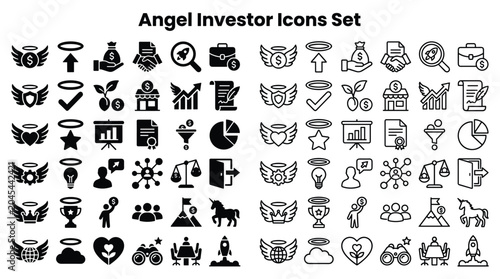 Canvastavla Angel investor icons set for finance and business concepts