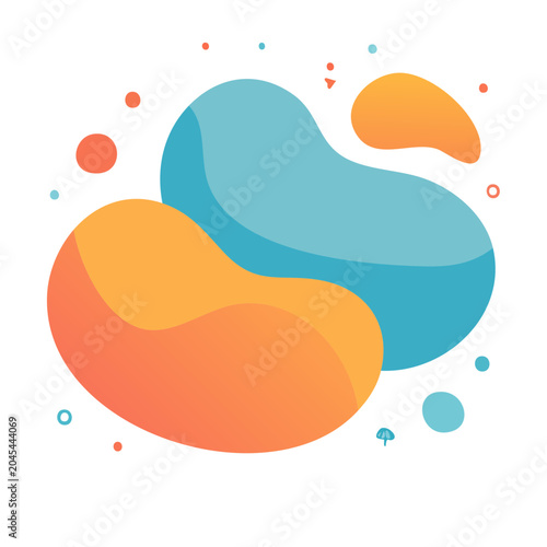 Abstract fluid shapes with orange and blue gradient