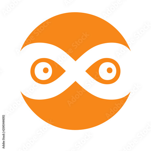 Abstract orange and white icon resembling a face