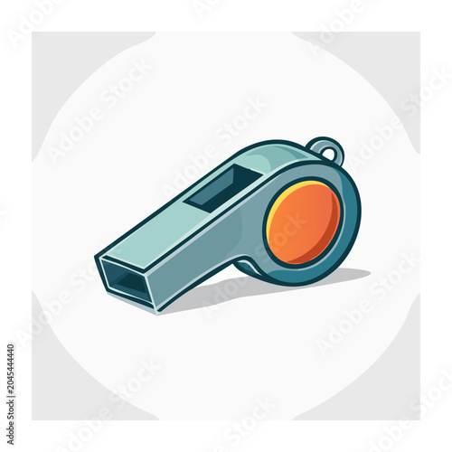 Illustration of a blue and orange sports whistle